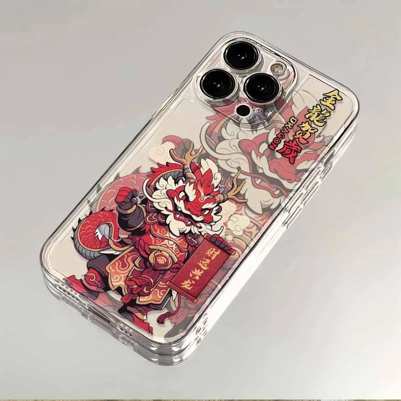 金龙送福适用苹果15/14promax手机壳iPhone13创意12防摔11保护套8