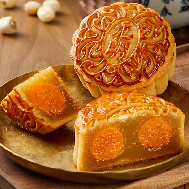EULONG/元朗双黄纯白莲蓉手工月饼150g传统广式经典中秋送礼佳品