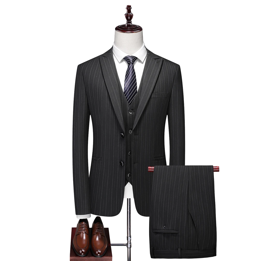 男士休闲西服定制条纹商务云朵外套大码时尚婚礼结婚职业韩版英伦