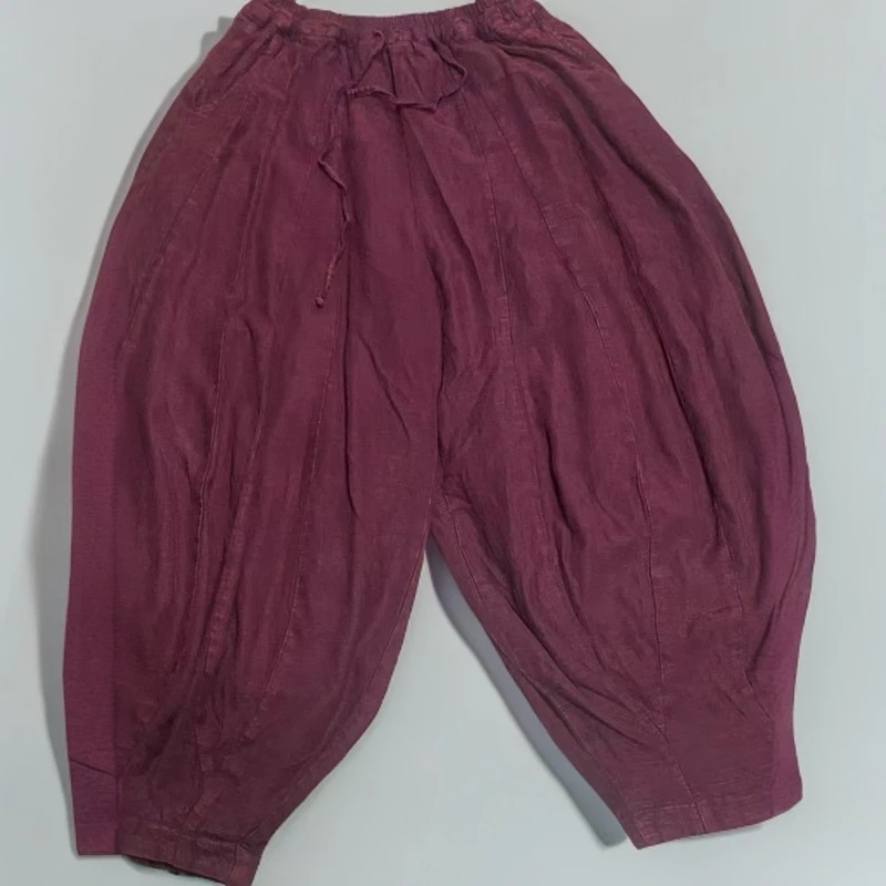 2024冬季新款舒适休闲百搭砂洗炒色复古国风纯色净面女士棉裤