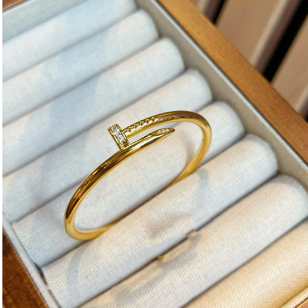 「MJ」足金9995D闭口钉子莫桑黄金手镯时尚经典大方大金镯子