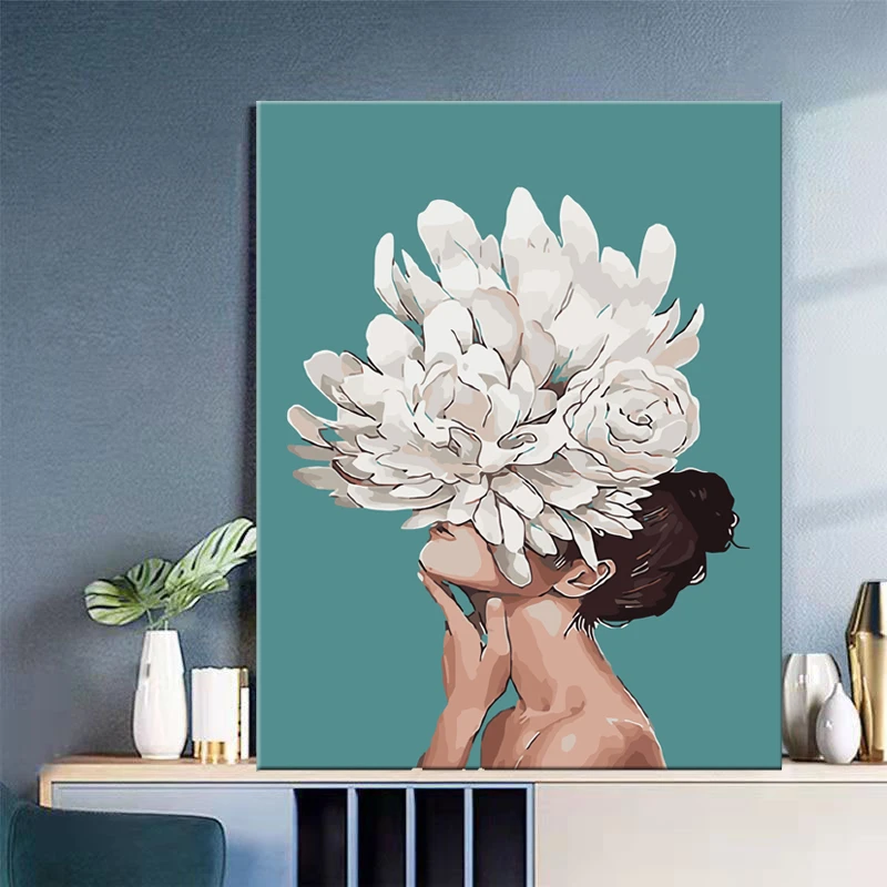 天使DIY数字油画填色画丙烯画零基础画画手绘油画壁画手工水彩画