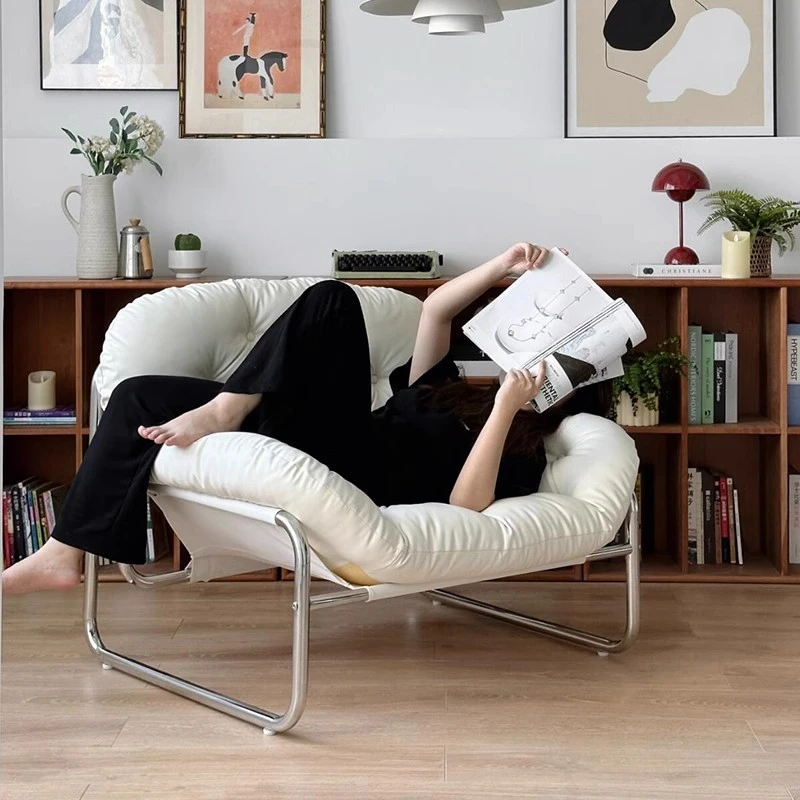 单人沙发客厅设计师沙发椅懒人座椅休闲中古风包豪斯风轻奢奶油风