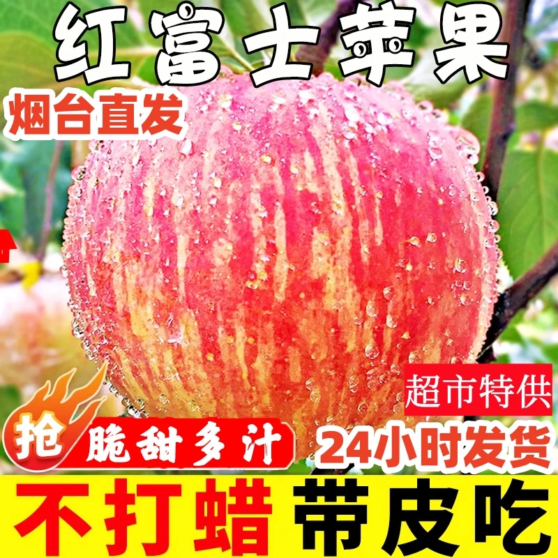 烟台栖霞红富士苹果水果新鲜当季整箱丑苹果冰糖心脆甜多汁现摘