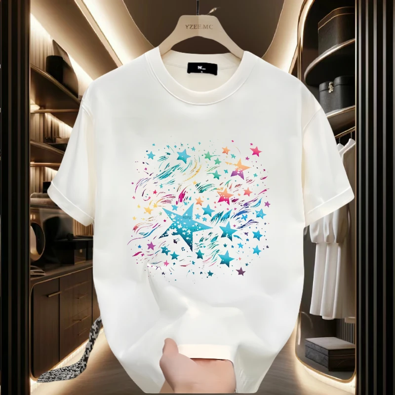 美式痞帅重磅棉短袖T恤青年男女款夏季ins潮牌街头宽松圆领上衣