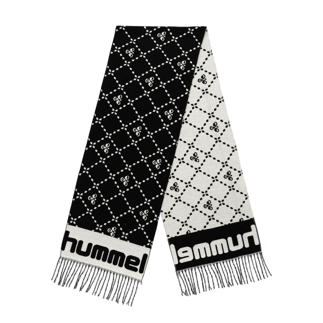 HUMMEL轻奢时尚针织披肩围巾百搭秋冬简约中性潮流黑白保暖拼色