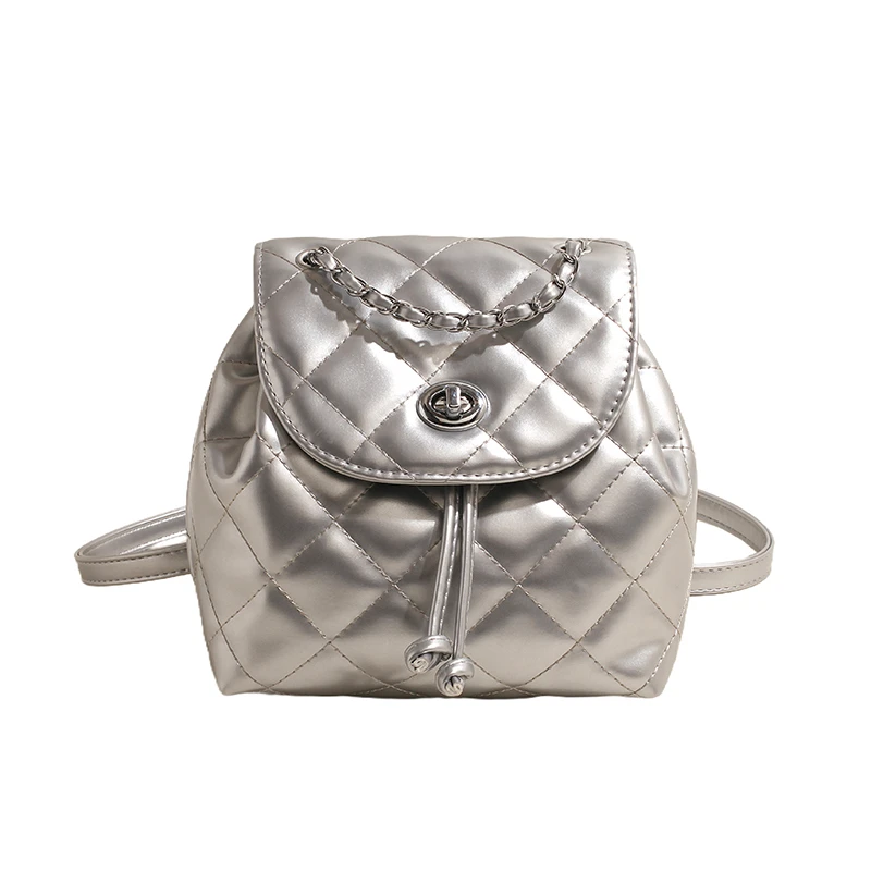 Scarlet Wong双肩包女时尚2025新款银色高级感小众设计链条包女士