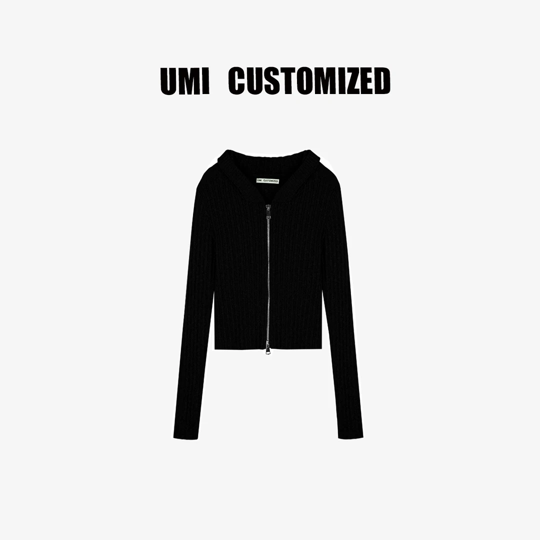 【UMI.】2025早春款连帽拉链开衫毛衣#F2036