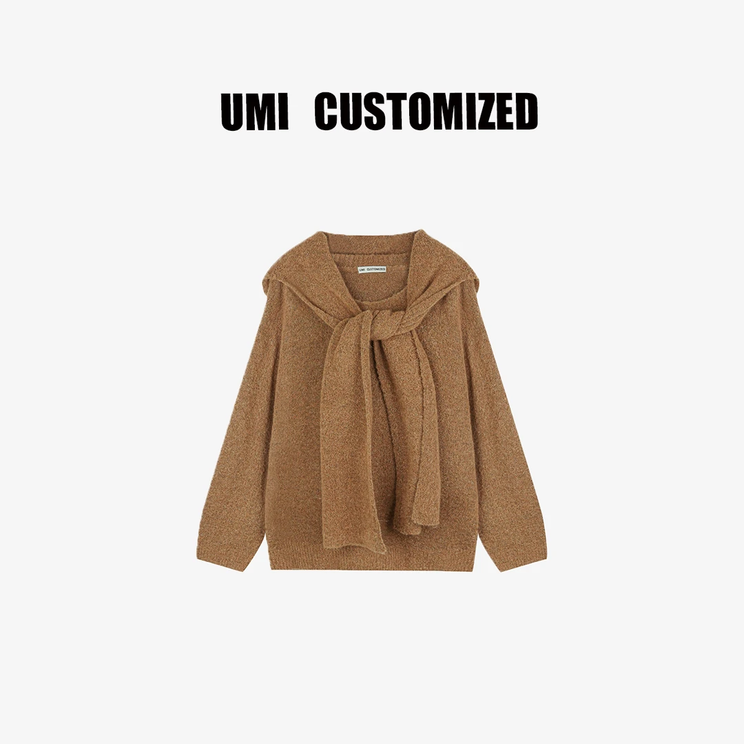 【UMI.】2025早春款慵懒风套头宽松真两件披肩毛衣#F2053