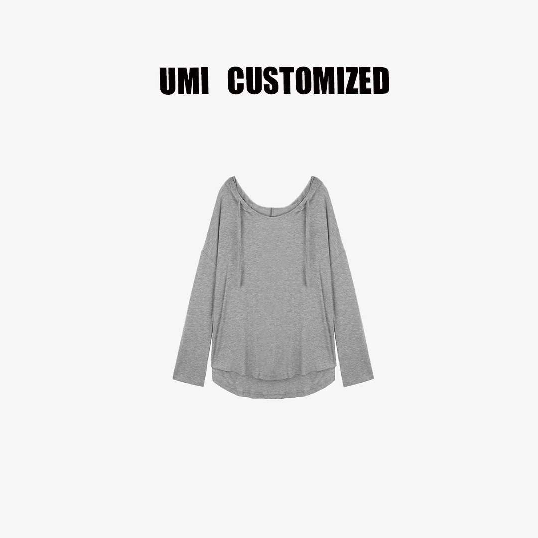 【UMI.】早秋宽松百搭连帽套头纯色防晒针织衫 #F2009