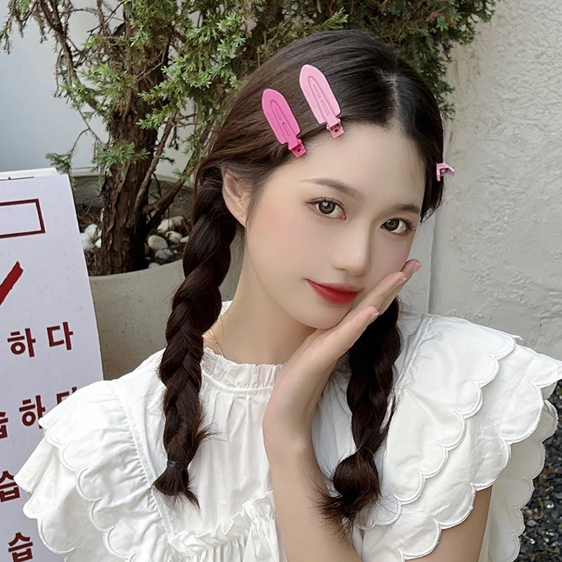 彩色无痕发夹女磨砂金属碎发边夹可爱前额刘海夹洗脸化妆鸭嘴发卡