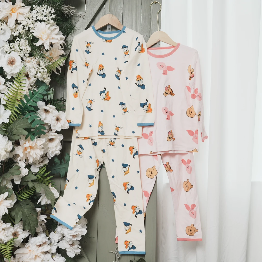 3050-中大童卡通满印长袖舒适纯棉家居服秋衣秋裤套装