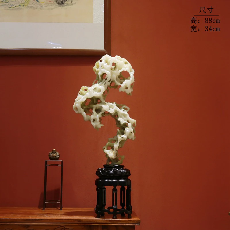 青色玉太湖石案头玄关摆件奇石灵壁石