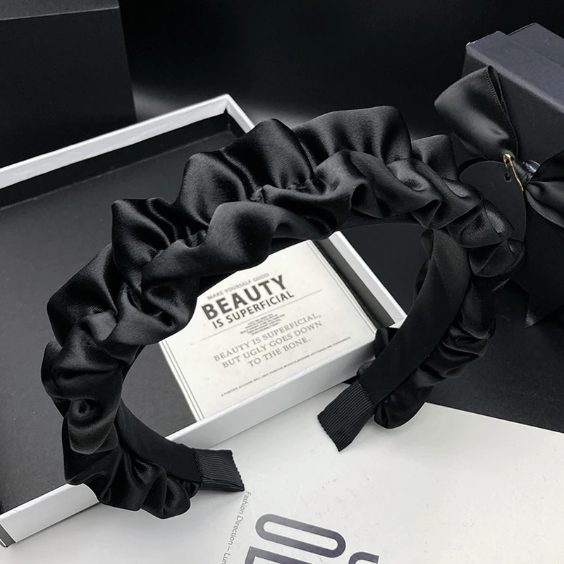 高级感缎面发箍发卡女高颅顶褶皱显脸小发捆头饰成人简约压发头箍