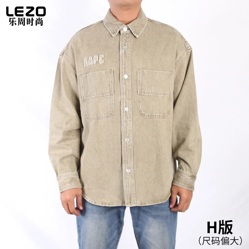LEZO乐周时尚秋冬款男装长袖牛仔衬衫L24303019
