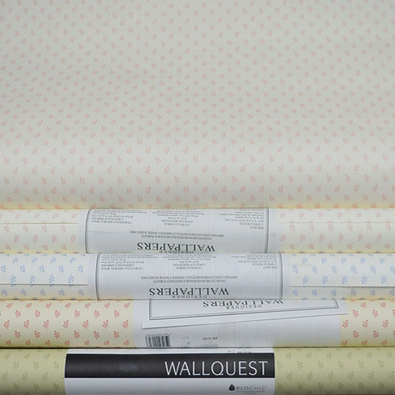 美国原装进口现货特价纯纸现代简约美式田园小碎花叶子卧室墙壁纸