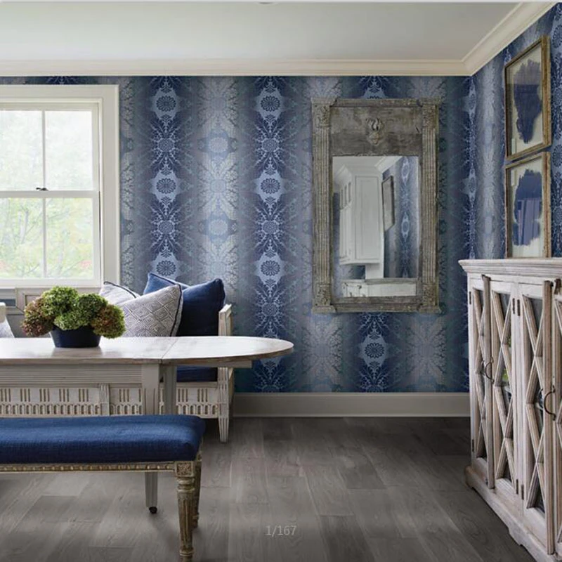 美国进口现货渐变色高档壁纸美式乡村田园花AB版卧室客厅背景墙纸