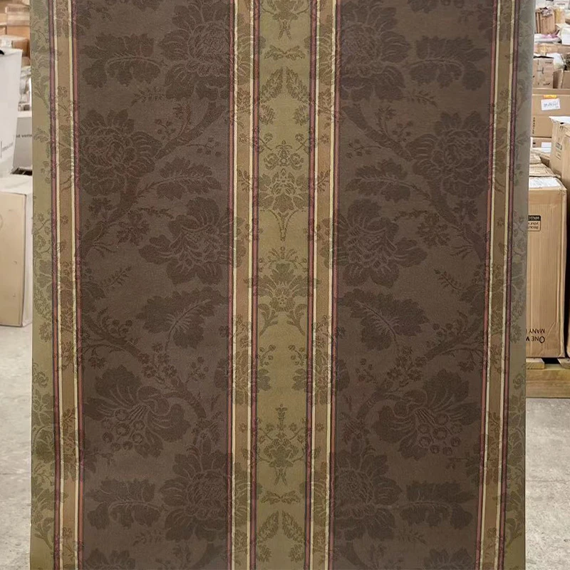 美国原装进口纯纸环保壁纸清仓美式复古法式欧式条纹暗花背景墙纸