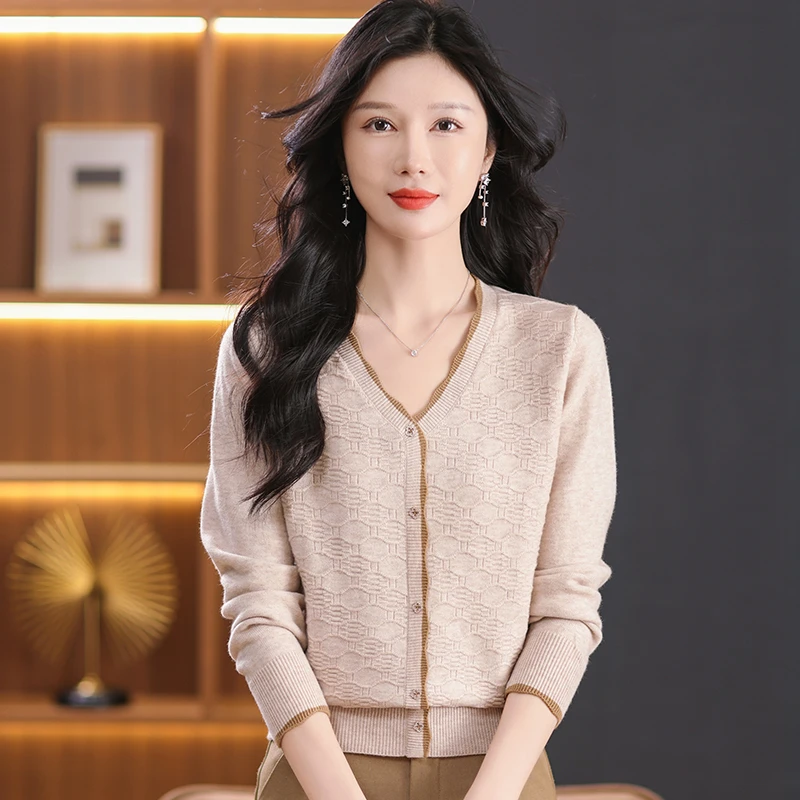 【绵羊毛】新款女装时尚百搭洋气显瘦减龄秋冬款长袖气质女士花边领