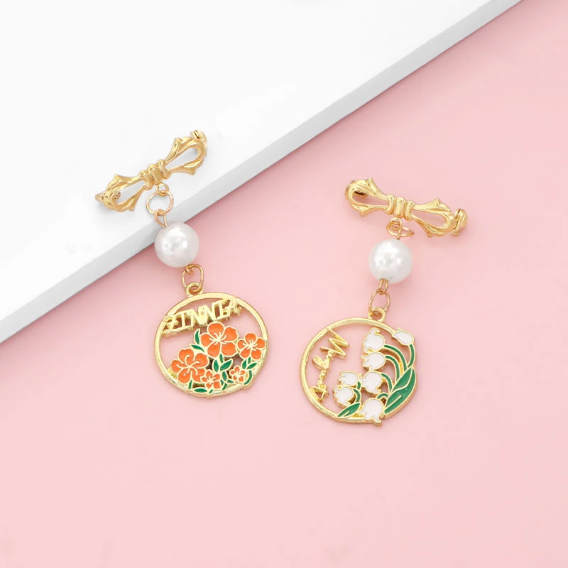 合金胸针 复古中国风宫廷气质优雅简约花朵别针胸花旗袍汉服 配饰