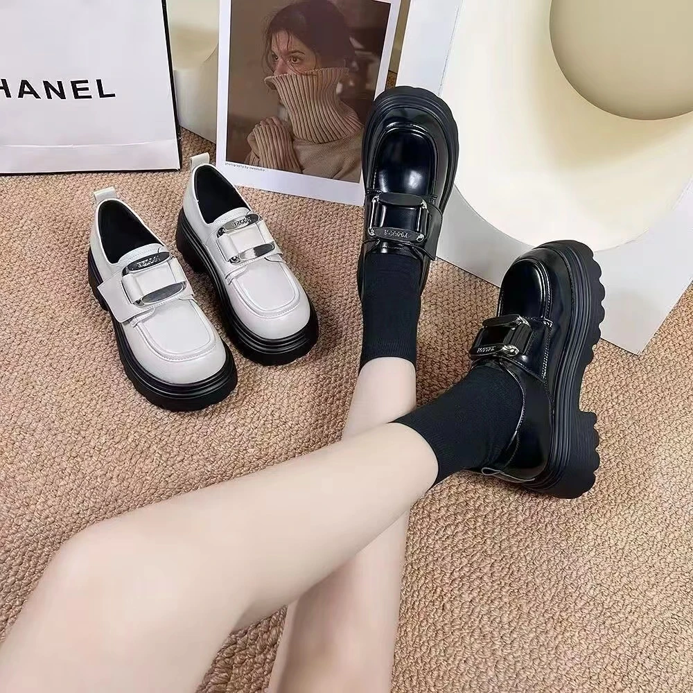 【秀宝专享】2024年春季新款时尚百搭厚底英伦风休闲乐福鞋7888