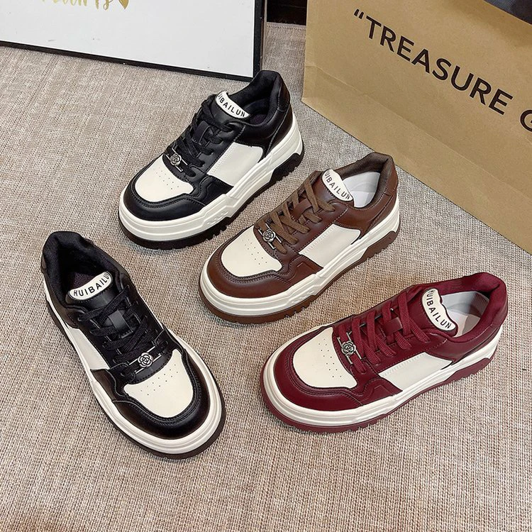 【视频同款】2024秋季欧货新款安哥拉红休闲厚底增高运动鞋9909