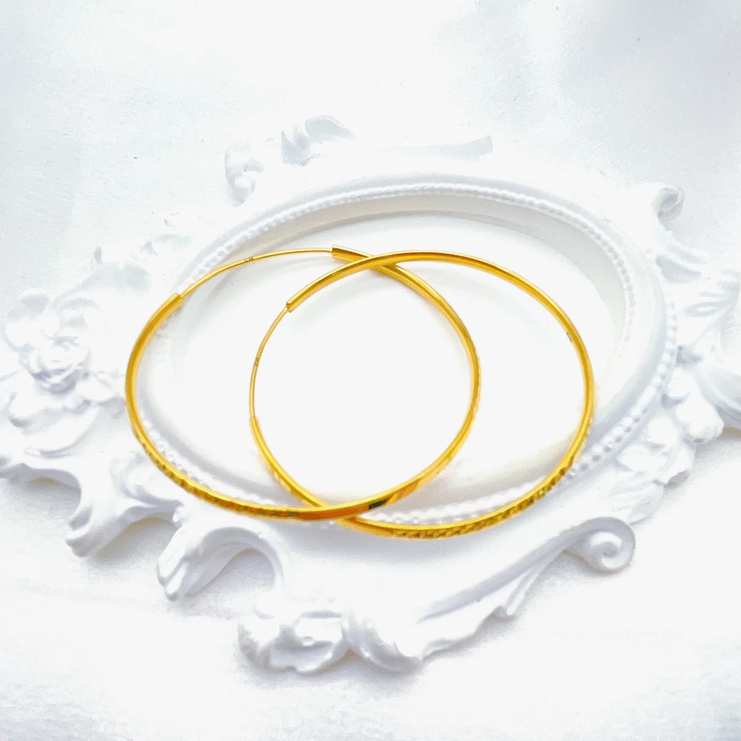 老庙 足金 精工5G工艺 时尚潮流 大圈耳饰 7.56克