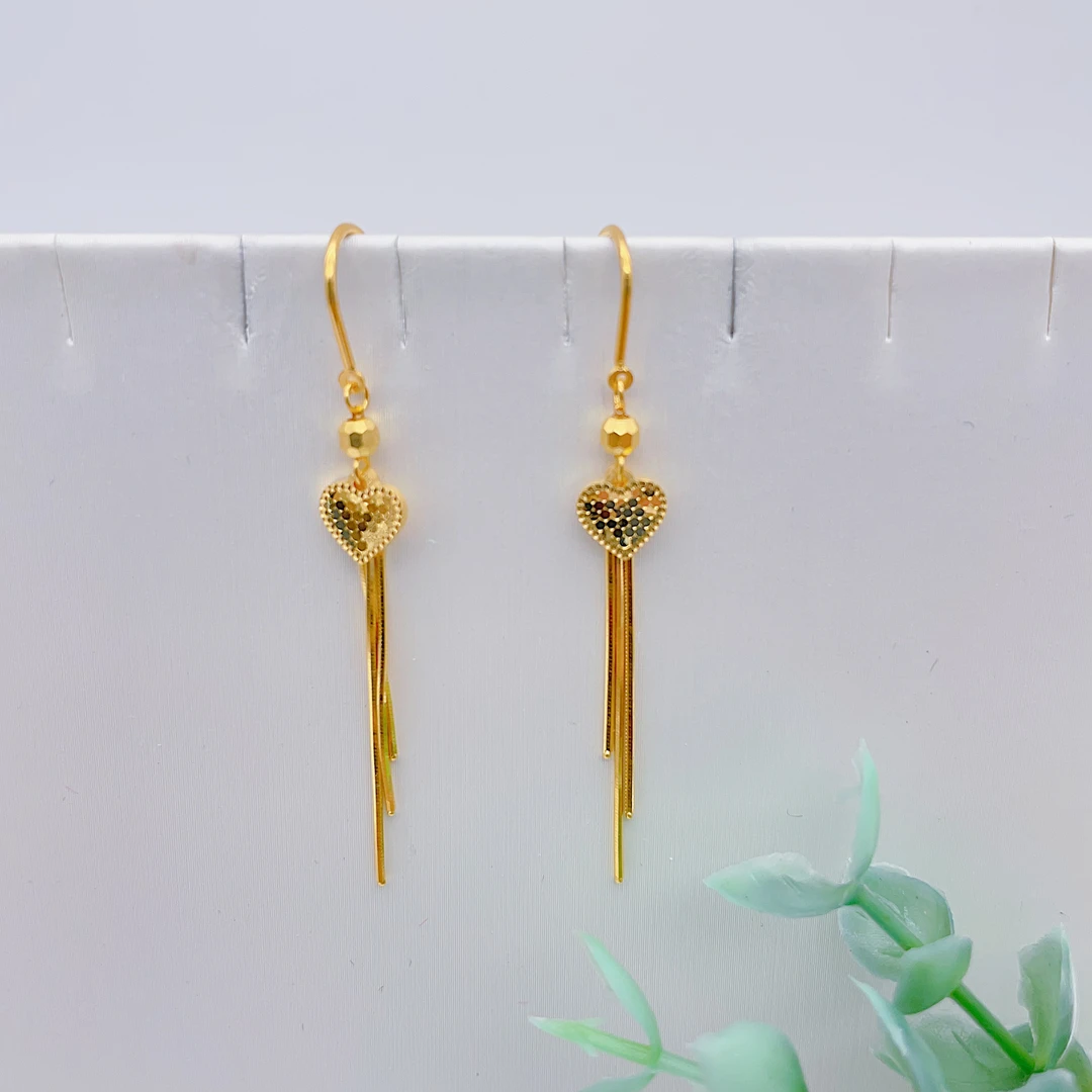 老庙 足金2 精工5G工艺 精致龙鳞爱心蛇骨Ｕ型耳线 2.97克