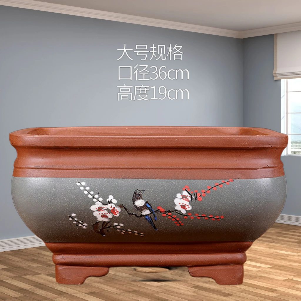 超大号紫砂四方盆景花盆适合室内阳台种植铁树君子兰等盆栽