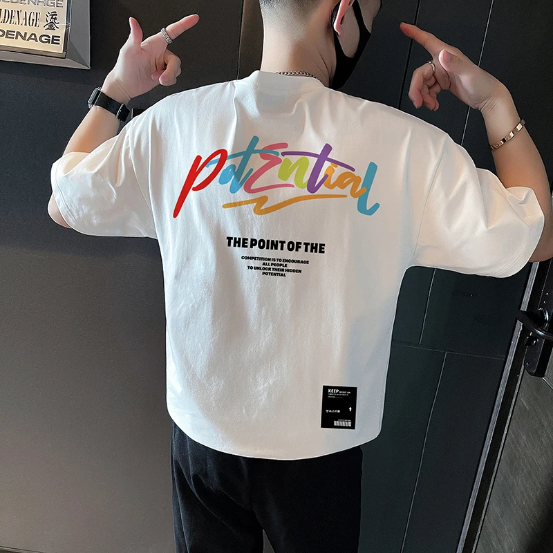 痞帅时尚棉质短袖T恤青年男女款夏季ins潮牌街头宽松百搭短袖上衣