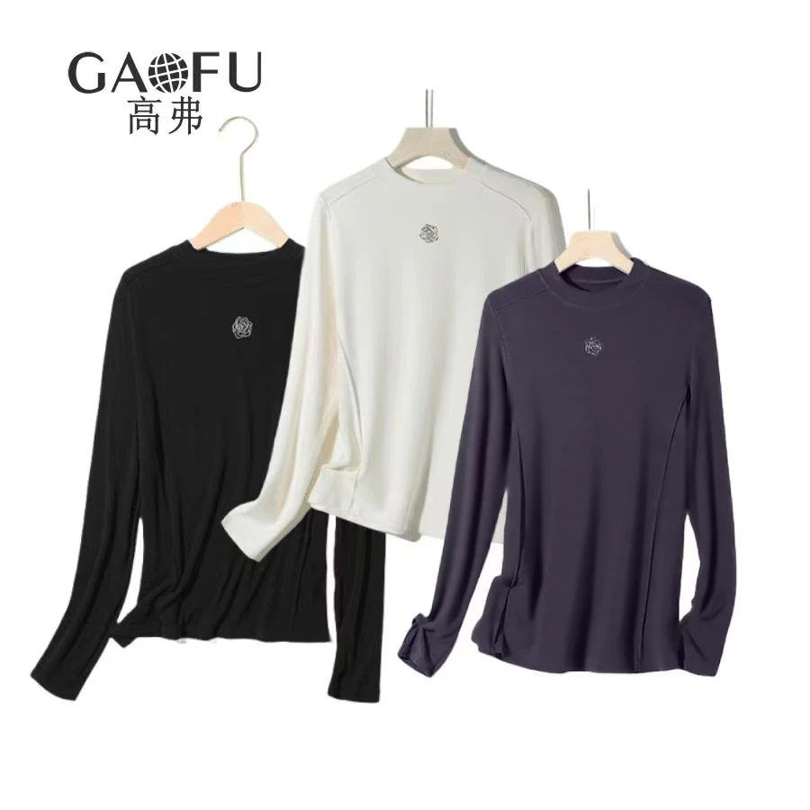 高弗/GAOFU 正品 300克桑蚕丝螺纹 鱼骨修身 秋冬打底衫女A4455