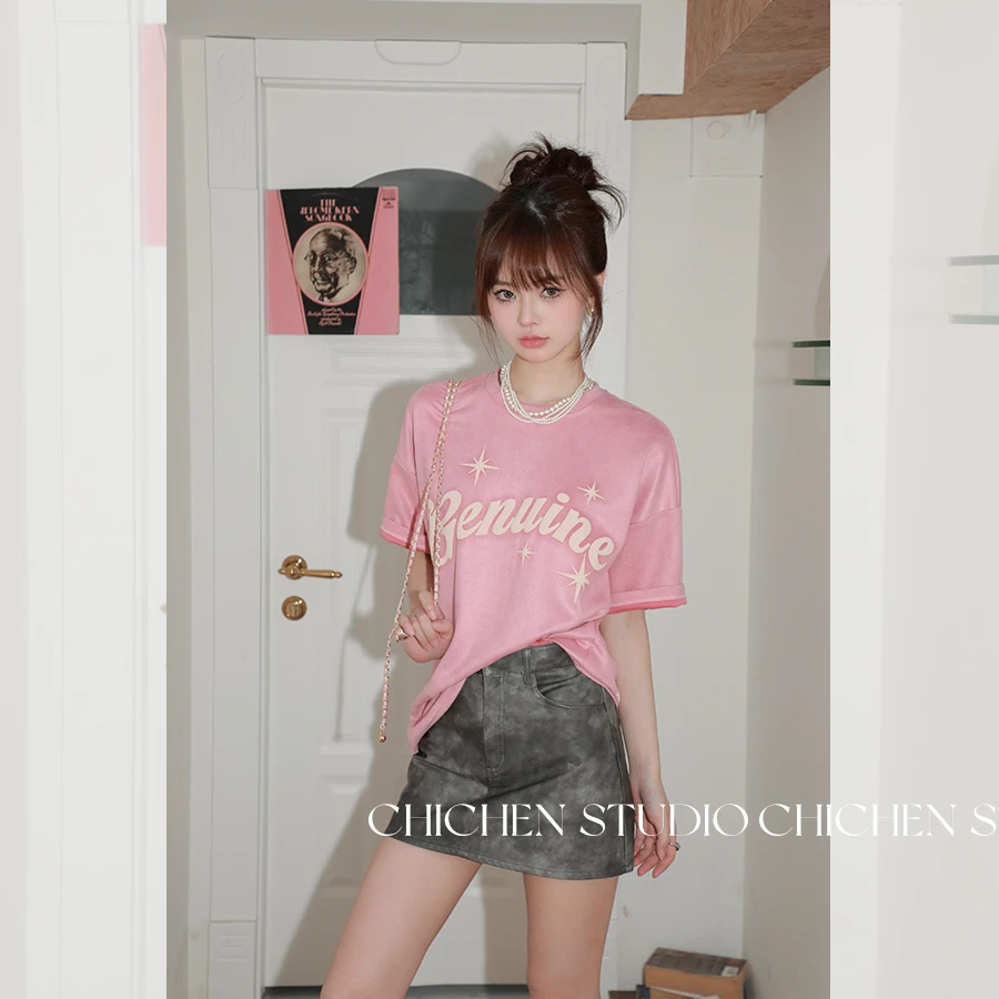 CHICHEN/晨妍 《好穿甜辣美高T》字母印花T恤