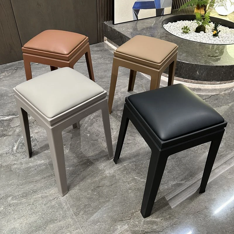 慕格娜轻奢轻奢软包凳塑料升级版加厚餐桌凳家用可叠放简约收纳凳