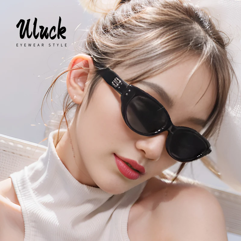 ULUCK-复古猫眼墨镜女士高级感遮阳网红眼镜防紫外线方圆脸太阳镜