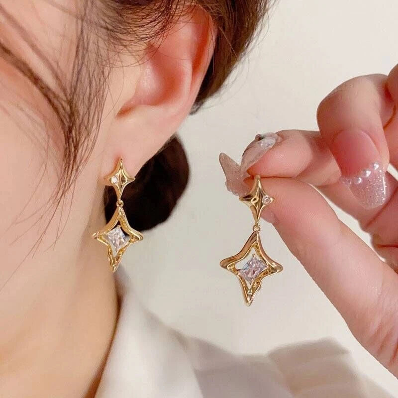 铜合金合成锆石耳饰 【卡丽奢首饰】【晚星】气质轻奢时尚百搭饰品