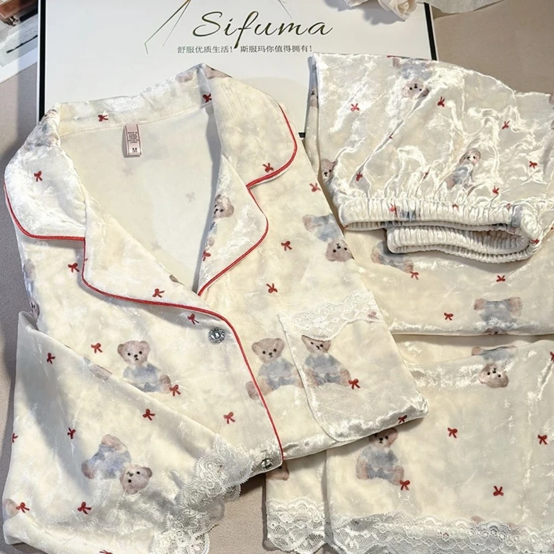 女冬季睡衣家居服套装卡通家居服套装夏天春夏秋冬宽松大码