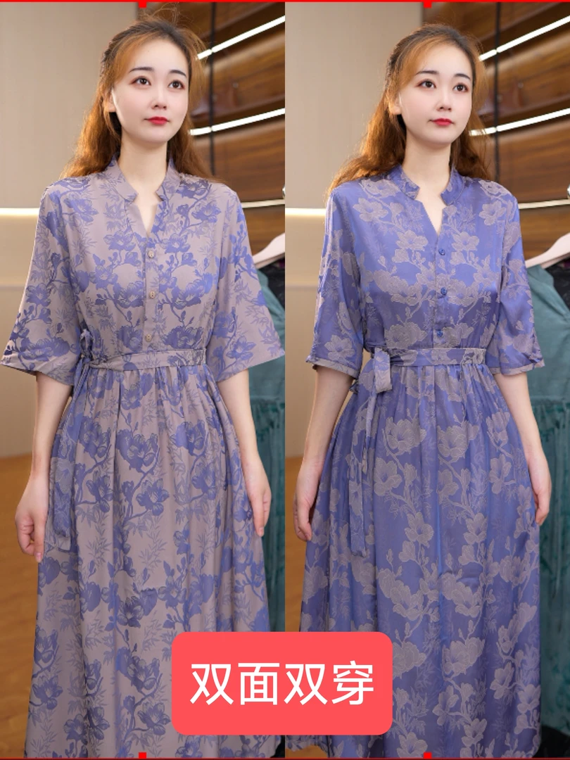 6555-17新款单层双面穿连衣裙