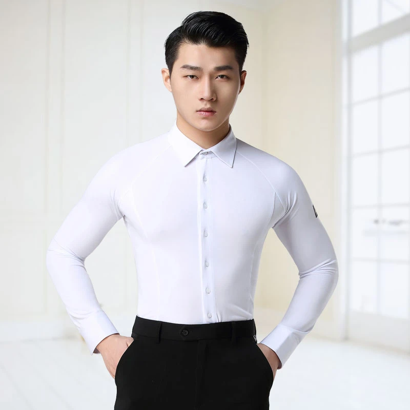 【男长袖紧身衬衣】丹宝罗国标舞服摩登舞交谊舞男舞衣华尔兹舞服