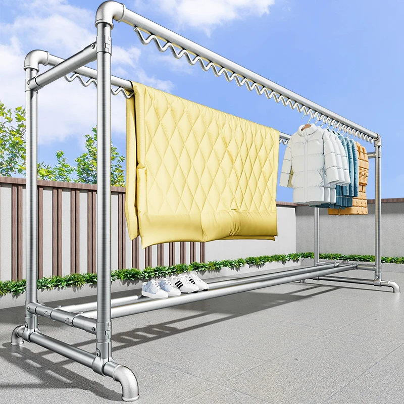 晾衣架户外落地家用阳台挂衣架室外晒衣架晾衣服晒被子外伸晒被架