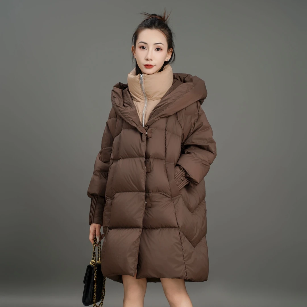 【阿芝专属】原创鹅绒服冬季高端中长款假两件保暖时尚减龄女款外套