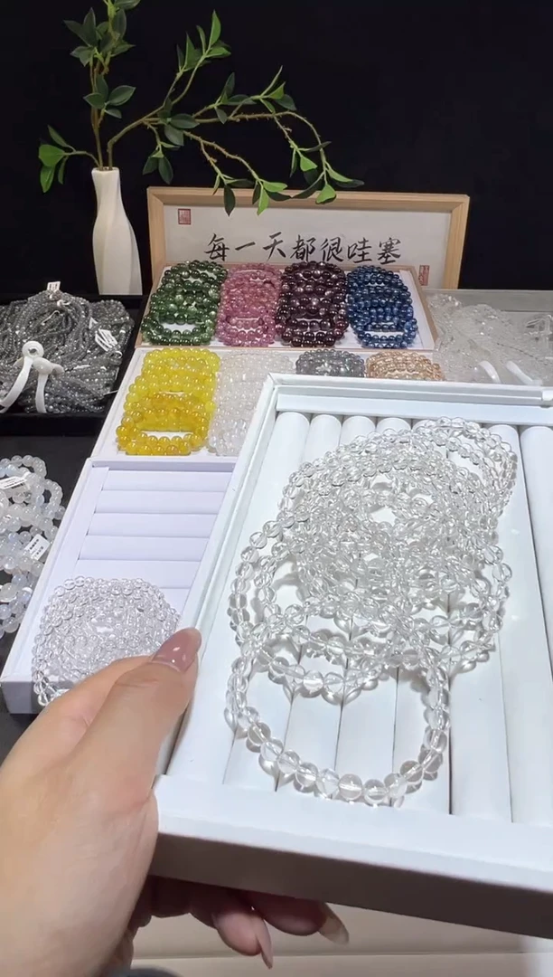 【闪购商品】水晶手链未镶嵌7mm双A白水晶单圈 默认微瑕介意勿拍