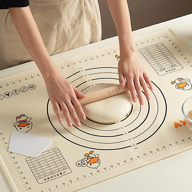 onlycook家用揉面垫加厚食品级硅胶和面垫厨房擀面垫擀面杖套装