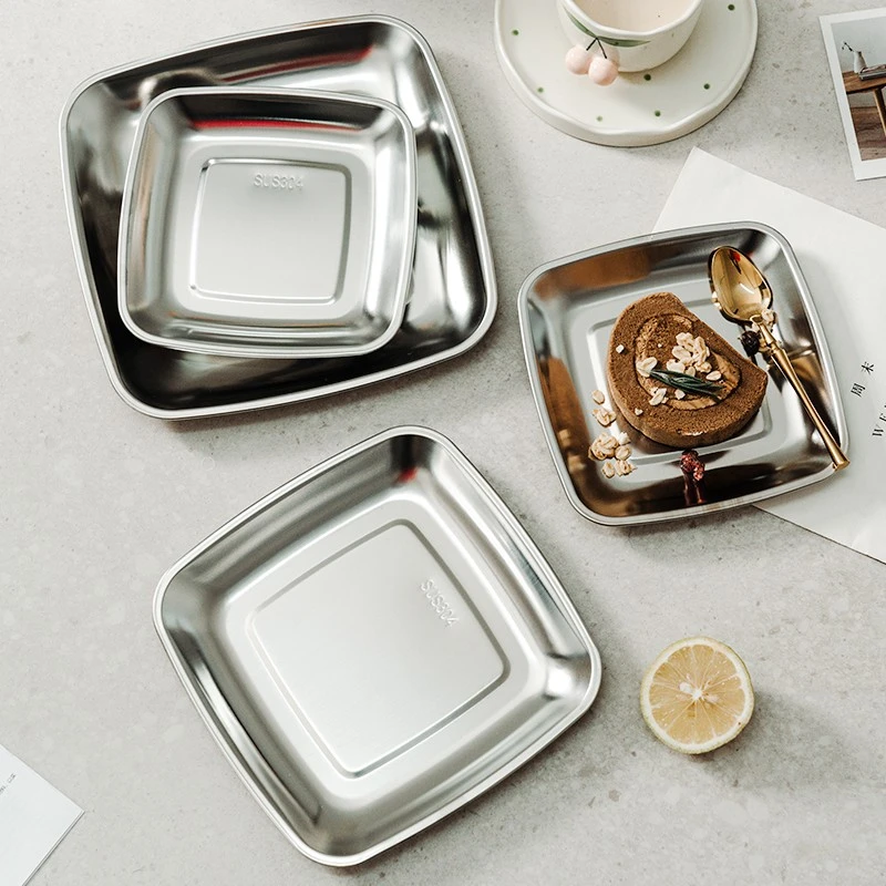 onlycook304不锈钢方形盘子家用甜品餐盘食品级配菜盘备菜盘餐具