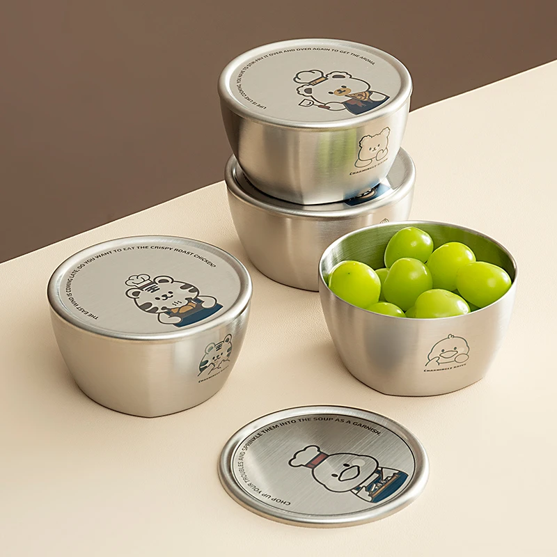 onlycook食品级304不锈钢儿童辅食碗带防尘盖子宝宝饭碗汤碗餐具