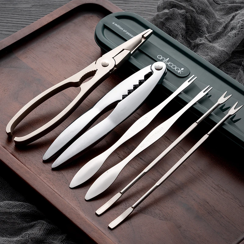 onlycook家用吃蟹工具蟹八件拆螃蟹专用神器大闸蟹螃蟹钳蟹针蟹夹