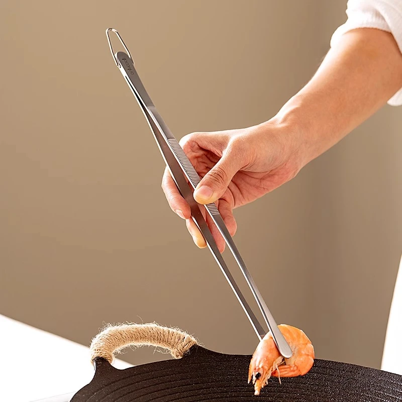 onlycook不锈钢烤肉夹户外露营烧烤夹子防滑韩国料理自助餐食品夹