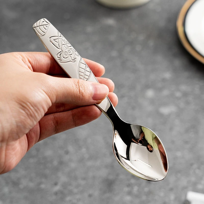 onlycook食品级316不锈钢勺子儿童吃饭餐具儿童勺宝宝饭勺汤匙