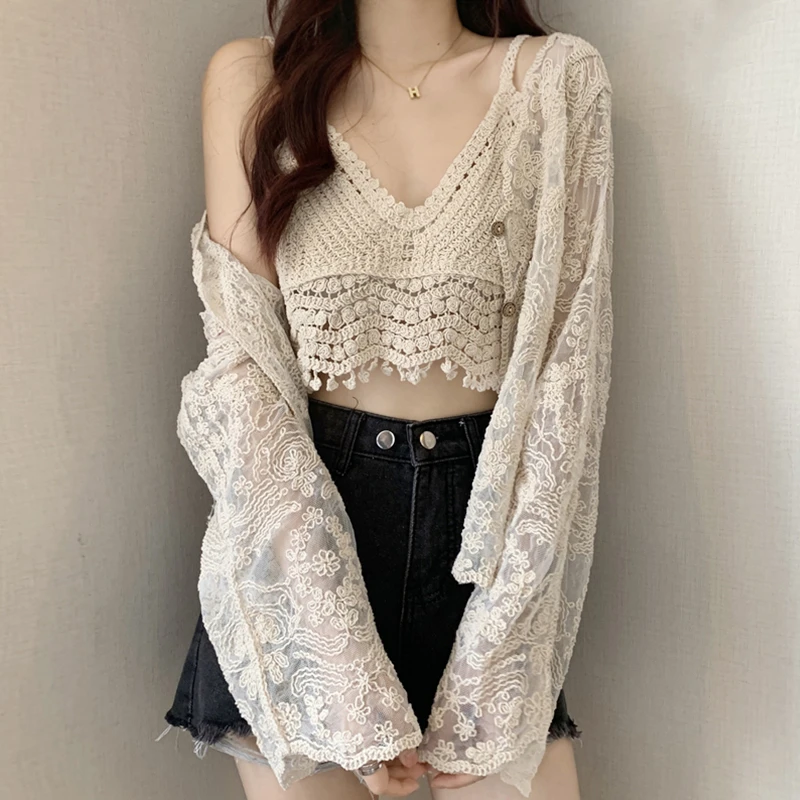 【漫步里斯本】洋气蕾丝衫春夏外搭撩人心扉精致开衫上衣镂空衣服