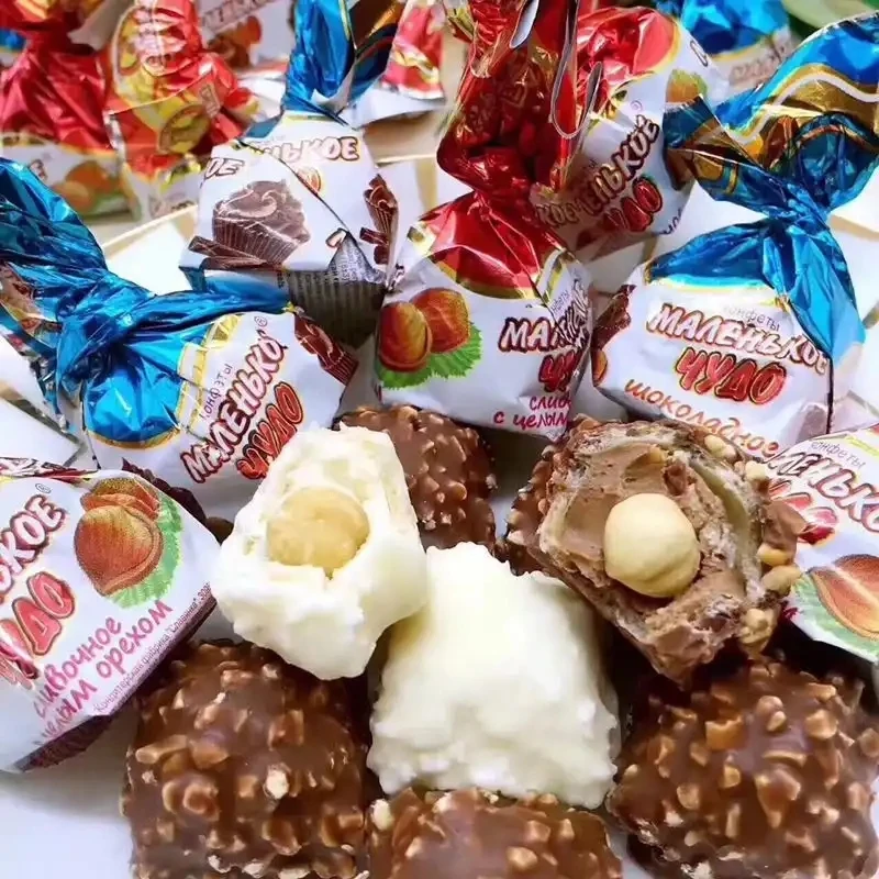 俄罗斯进口slavyanka小神奇奶油味榛子巧克力夹心糖500克奶罐糖