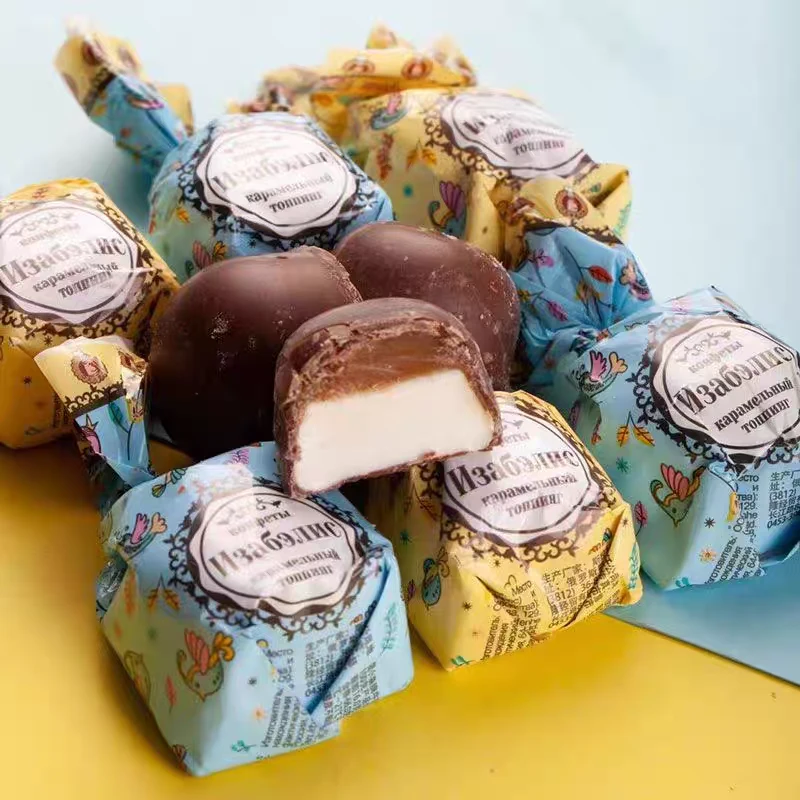 俄罗斯进口花蝴蝶牛奶果冻布丁巧克力高端糖果喜糖年货包邮